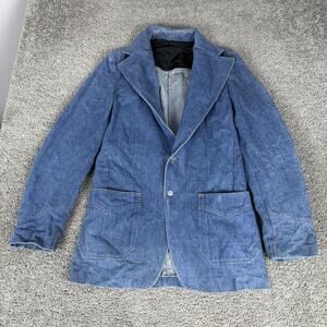 Vintage Lee Sport Coat Mens M Blue Denim Blazer Workwear Made In USA Jacket